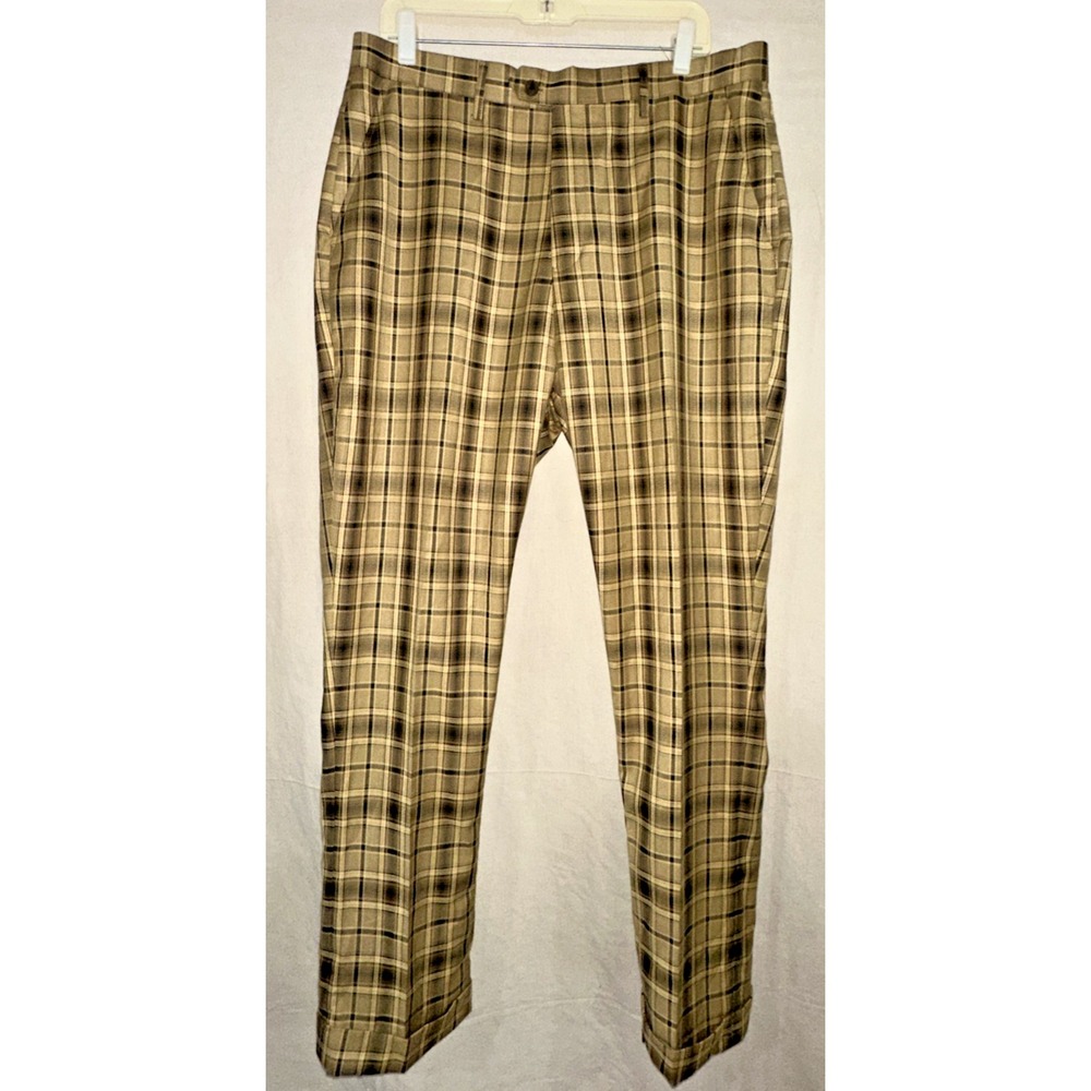 NWT Kent & Park Gold Plaid Double Breasted Suit 42L Jacket & 36L Pants - Picture 13 of 16